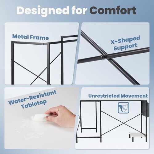 DUMOS L Shaped Desk Computer Gaming Corner Table 50 Inch Home Office Writing Student Work PC Workstation with Side Storage Bag CPU Stand for Bedroom Small Spaces