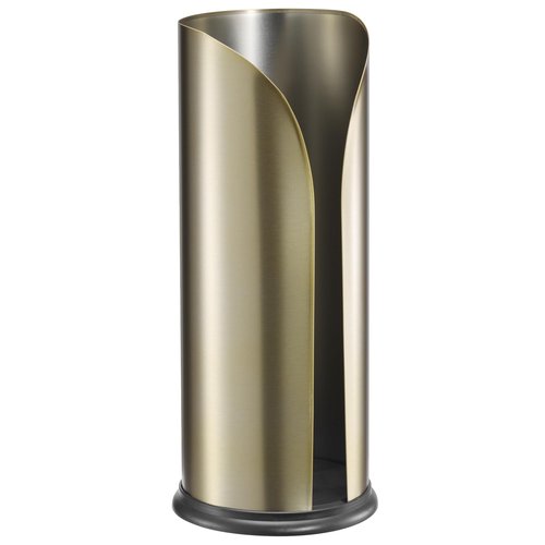 Navaris Toilet Roll Holder, Stainless Steel - Free Standing Storage Box for Up to 3 Loo Paper Rolls - Toilet-Roll Holders for Bathroom Organisation - Minimalist Design, Matte Gold