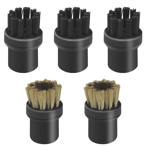 Steam Cleaner Attachments, 5 PCS Steam Cleaner Brush Head, Brass Brush Head Accessories for Karcher SC1 SC2 SC3 SC4 SC5 SC7 CTK10（2 PCS Brass Brushes + 3 PCS Nylon Brushes）