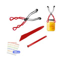 4PCS Canning Tools, Canning Jar Lifter Tongs with Jar Lid Lifter Magnetic Lid Lifter,Canning Bubble Popper Bubble Remover and Canning Labels for Canning Supplies Starter Kit,Home Kitchen, Red