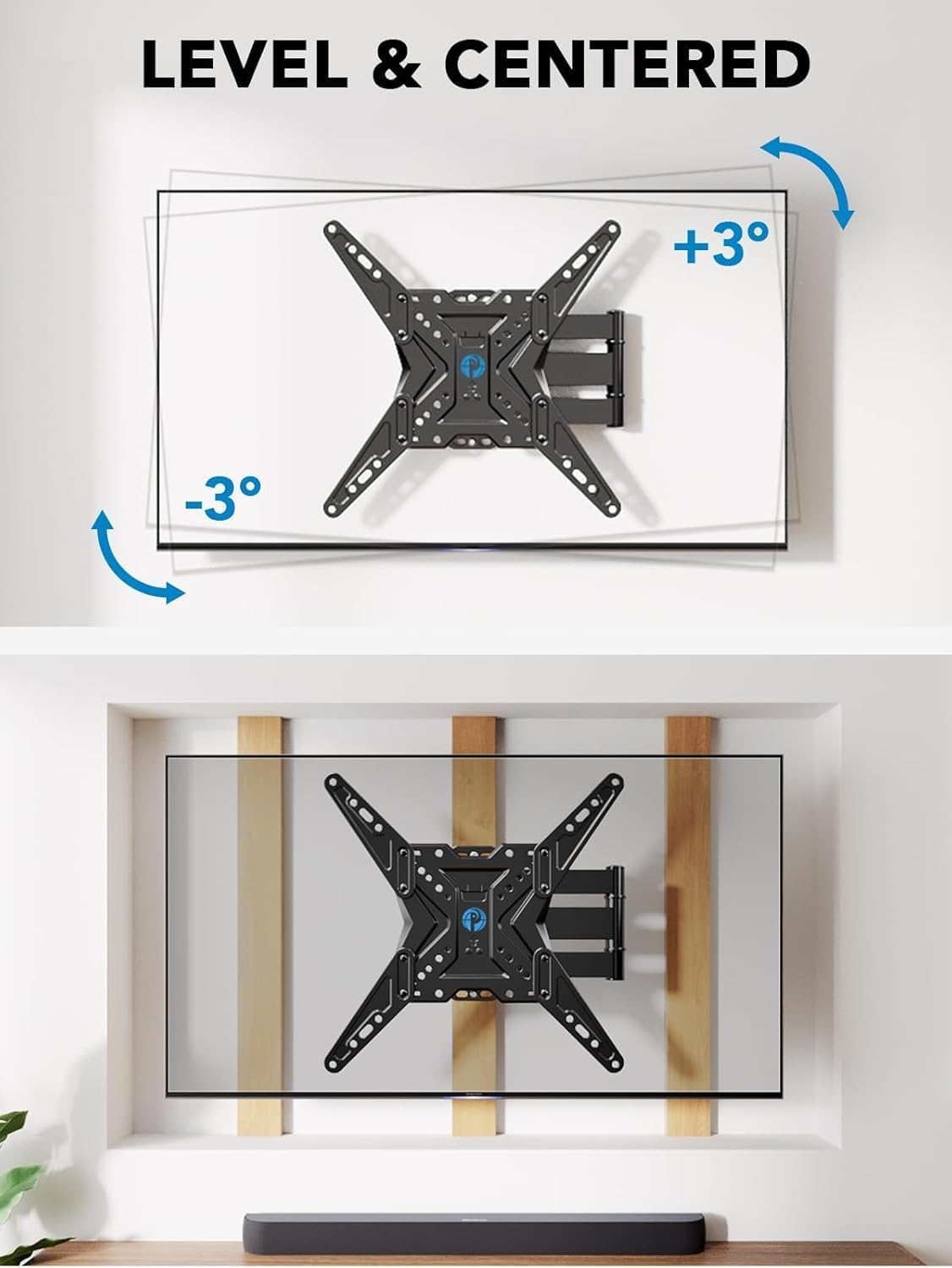 Pipishell Full Motion TV Wall Mount - Swivel, Tilt & Extension for 26-60 Inch TVs | Holds Up to 77 lbs