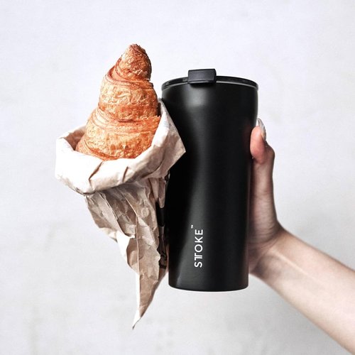 Sttoke Leakproof Ceramic Reusable Coffee Cup 16 oz - Magnetic Blue, 6.96 inch Height