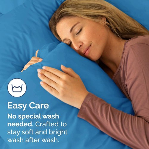 King Pillow Cases by [Brand Name] | Ultra Soft Hotel Quality - 4 Piece Set in Denim Blue - Wrinkle & Fade Resistant