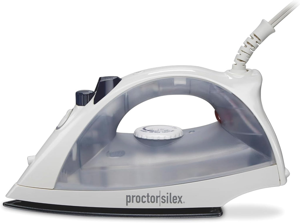 Proctor Silex Iron & Vertical Steamer - 1200 Watts with Nonstick Soleplate & Adjustable Spray | White