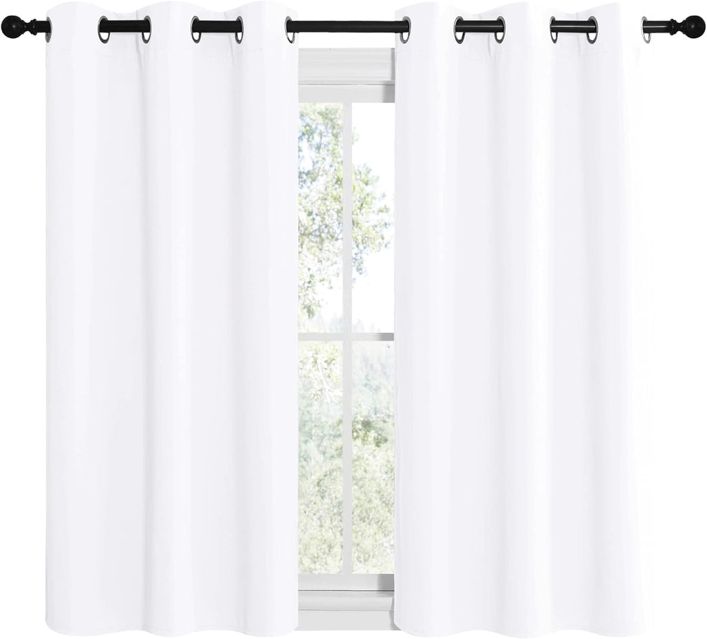 NICETOWN White Window Curtain Panels - 50% Light Blocking for Bedroom & Dining Room | Set of 2 (42" x 50")