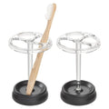 iDesign Divided Toothbrush Holder for Bathroom or Vanity - Set of 2 - Clear/Matte Black