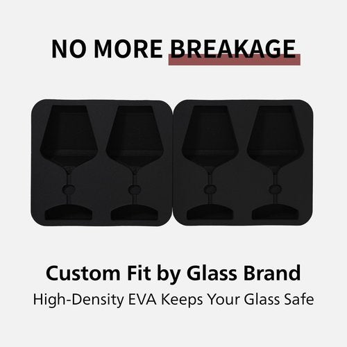 VINOPIE Woven Hardshell 2-Glass Wine Glass Case for Zalto (Glasses Not Included), Protective Stemware Carrier with Precision-Cut Multi-Fit EVA Foam for Travel and Storage