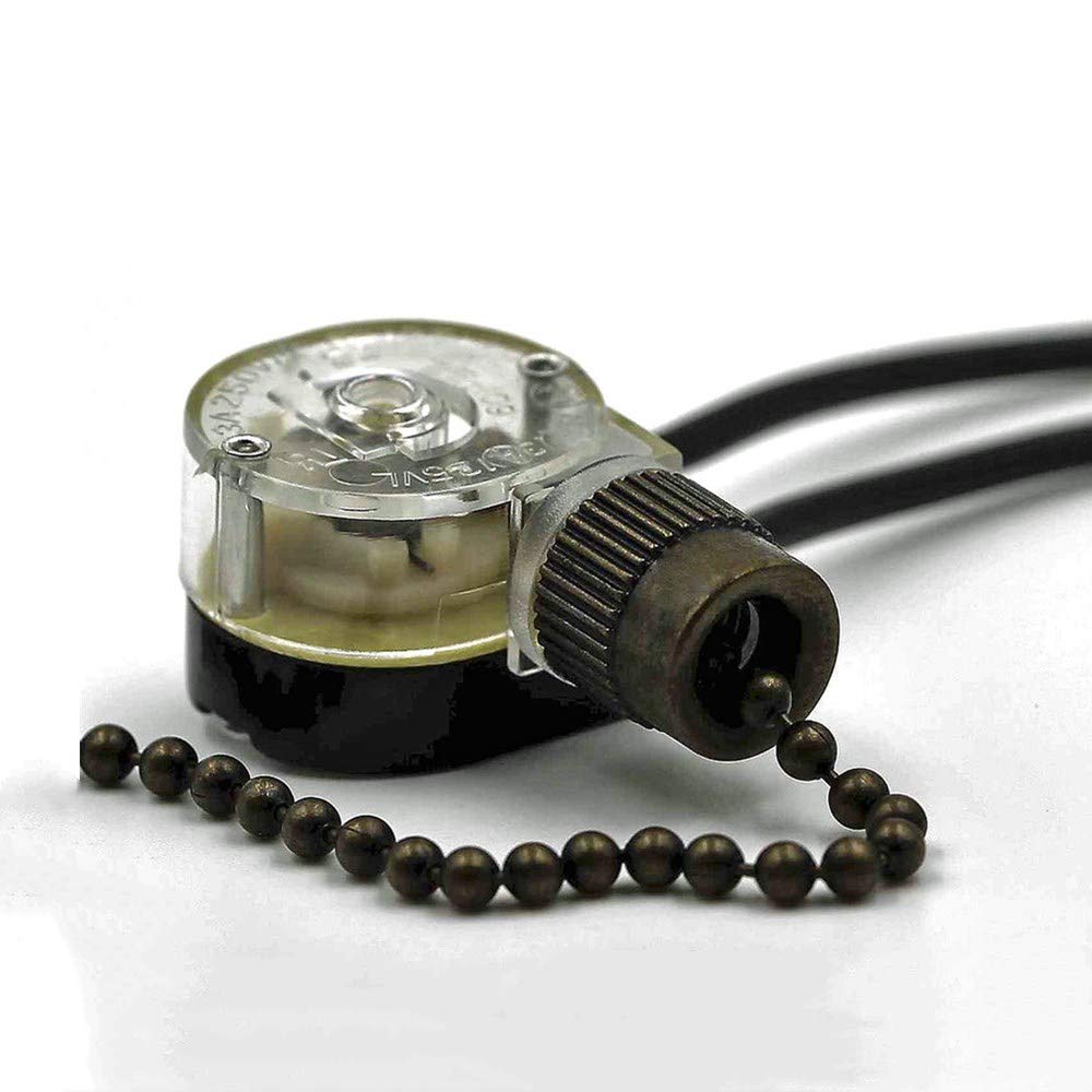 Pull Chain Switch Zing Ear ZE-109 Ceiling Fan Switch Ceiling Fan Light Lamp Replacement 2 Pack Bronze