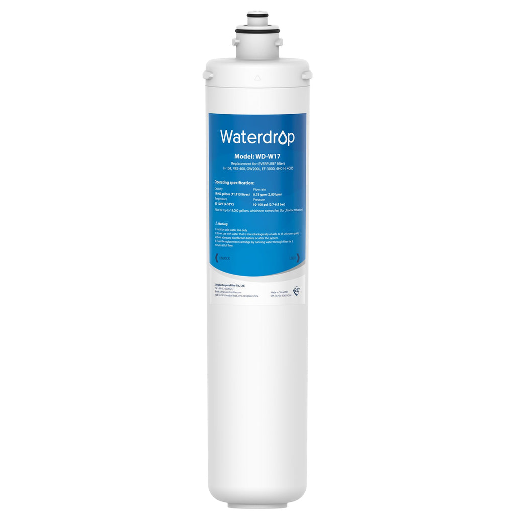 Waterdrop H-104 Under Sink Water Filter, Replacement for Everpure H-104, EV961211, EF-3000, PBS-400, OW200L, 6TO-BW, MR-100, MR-225, EV9262-71, EF9857-00, NSF/ANSI 42 Certified, 19000 Gallons