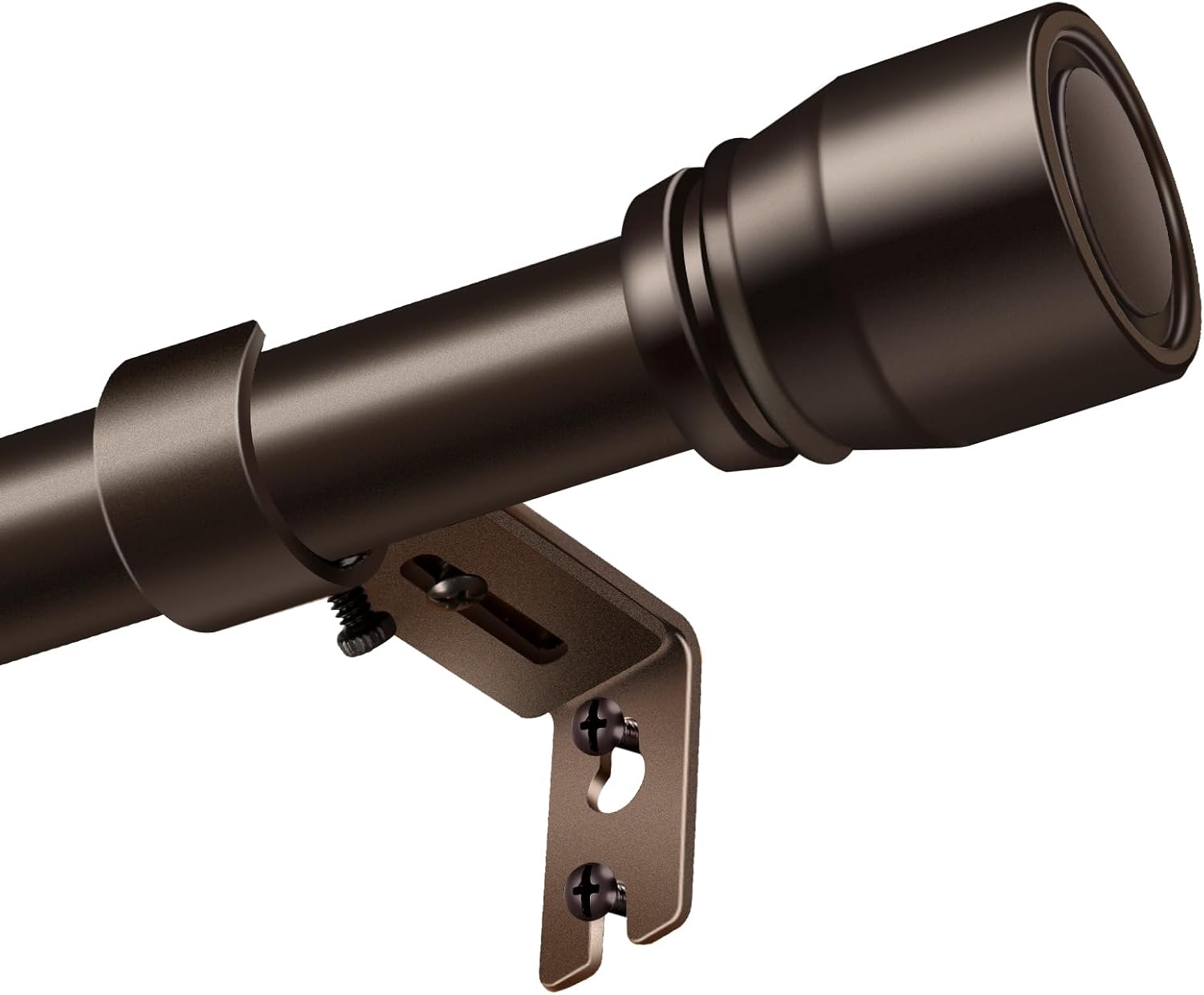 Skiennix 1” Diameter Heavy-Duty Adjustable Brown Curtain Rod - Fits 30-54 Inch Windows, 30-60 Inch Length