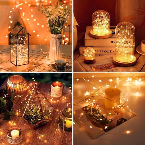 Yiaht 12-Pack Battery Operated Fairy String Lights - 20 LED Waterproof Silver Wire for Bedroom & Party Decor