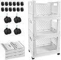 Stackable Plastic Storage Baskets by [Brand Name] - 3 Pack Foldable Organizers with Wheels | Versatile Storage for Home & Office