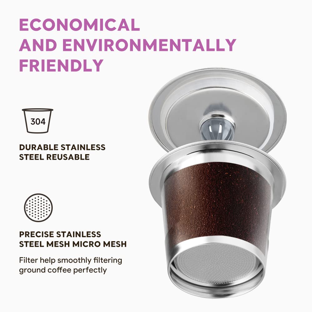 4 Pack Stianless Steel Reusable K Cup Coffee Pods Compatible for Keurig 1.0 & 2.0 Coffee Maker Refillable Keurig Coffee Filter