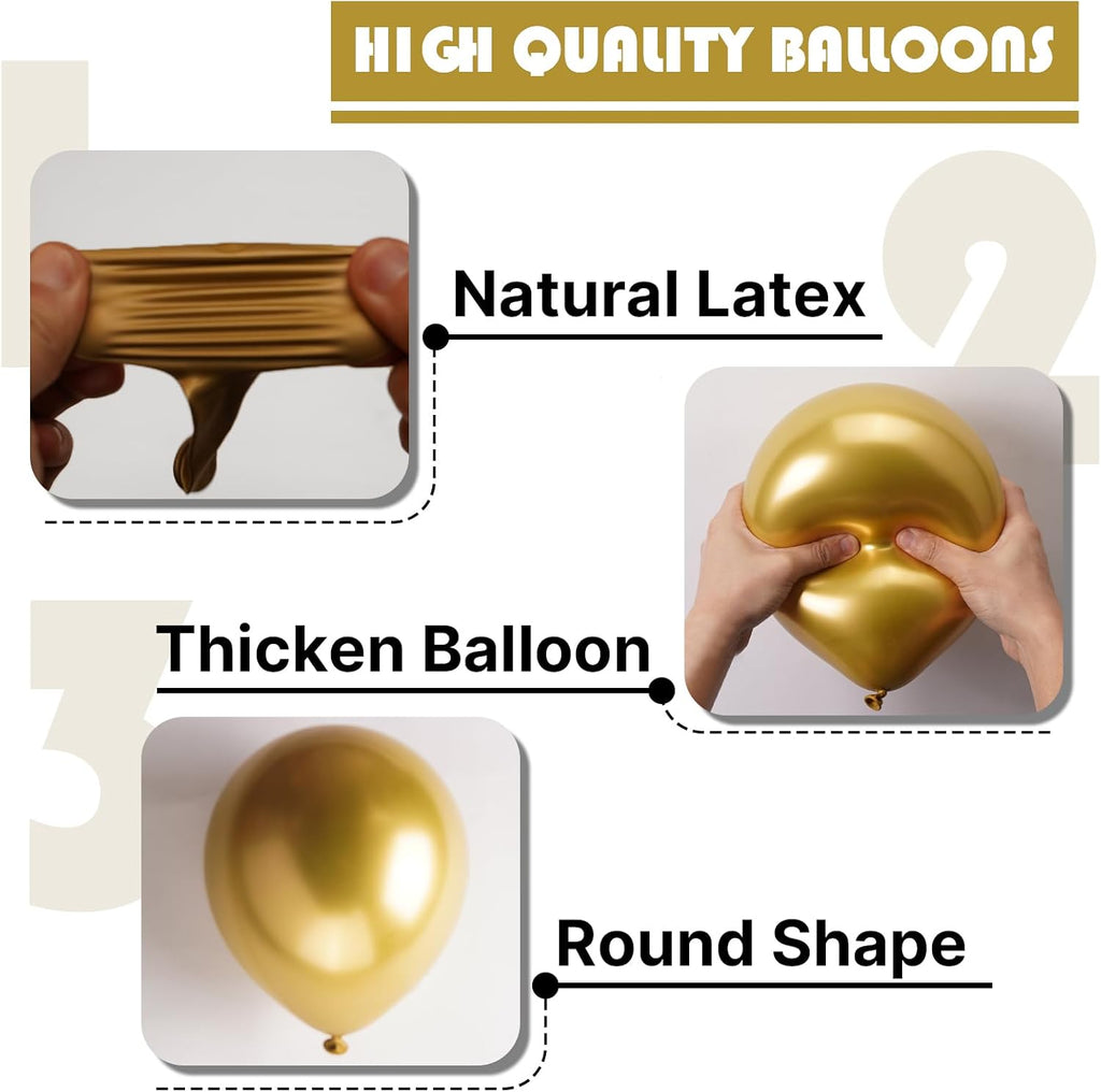 PartyWoo Metallic Gold Balloons - 50pcs Mini 5-Inch Chrome Latex for Graduation & Celebrations