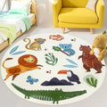 Lacomfy Kids Play Mat Jungle Rug Circle Animal Carpet 4Ft Round Zoo Bedroom Area Rug for Boys Girls Nursery Decor Soft Playroom Throw Rug Floor Mat Kids Room Bedroom