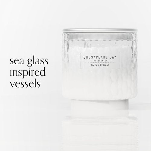 Chesapeake Bay, 11oz Ocean Retreat Scented Candle, Mood Evoking Fragrance, Textured Sea Glass-Inspired Jar, Premium Soy Blend Wax with Essential Oils, Coastal Fragrance for Home Décor or Gifting