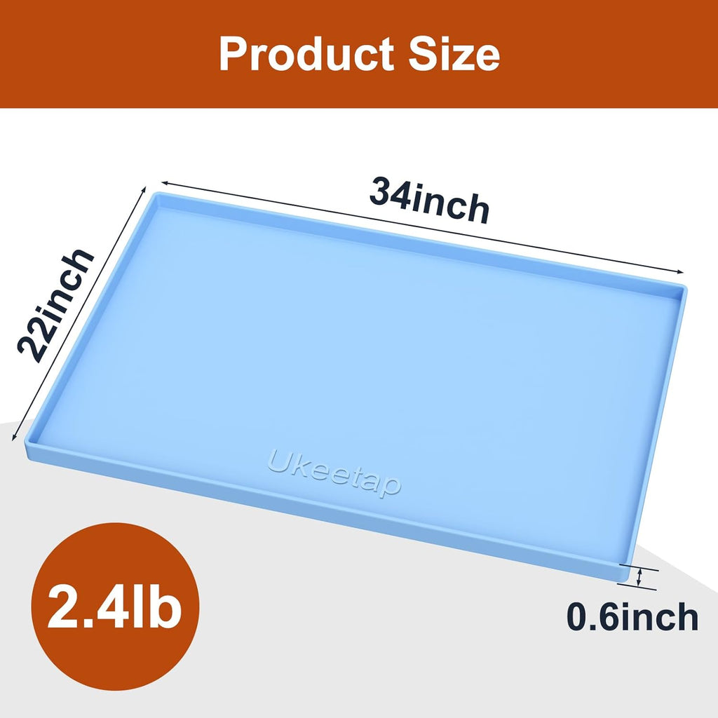 Ukeetap Extra Thick Silicone Mat - Waterproof Under Sink Mat for Kitchen & Bathroom | 34" x 22", Blue