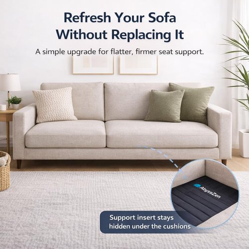 AbyssZen Heavy-Duty Iron Couch Cushion Support [23” x 68”] – Ultra-Thin Metal Base for Sagging Sofas, Stronger & Longer-Lasting Than Wood, Fits 2–3 Seater Couches