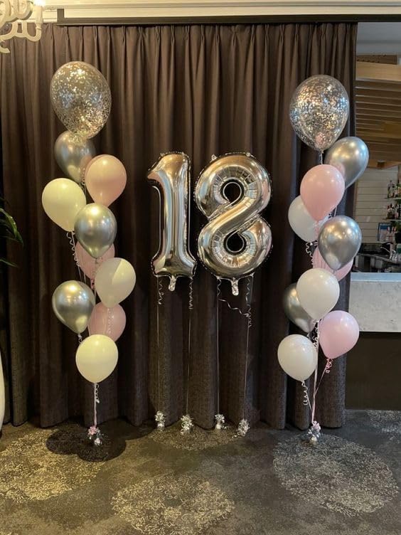 Silver Number 7 Balloon - 40 Inch Giant Foil Balloon for 7th Birthday Party Decorations