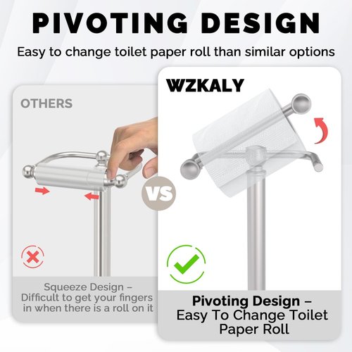 **Regine Toilet Paper Holder - Brushed Nickel Free Standing Design with Stable Weighted Base | SUS304 Stainless Steel**