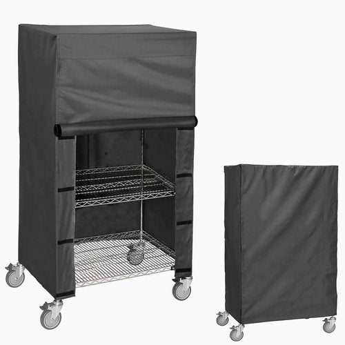ZYSUOR Waterproof Shelving Cover for 36" x 24" x 72" Wire Racks | Heavy-Duty Storage Shelf Cover with Nylon & Hook-and-Loop Closure | Black (No Shelves)