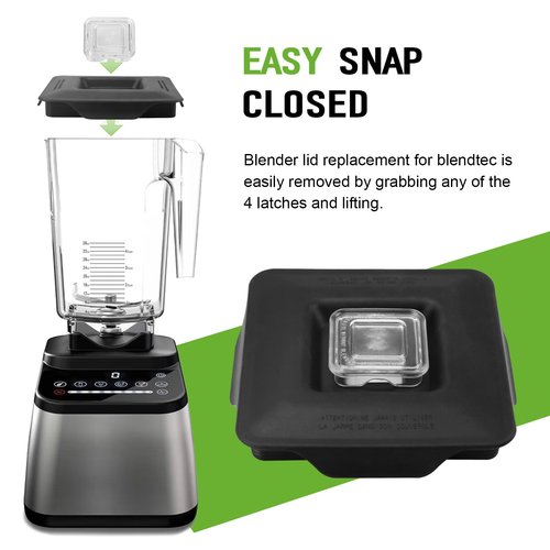 Blender Latching Lid Replacement For Blendtec Commercial Wildside & Fourside Jars, Blender Lids Top with Removable Center Cap, Wildside Jar Lid Replacement for Keeping Splashes Contained During Blend