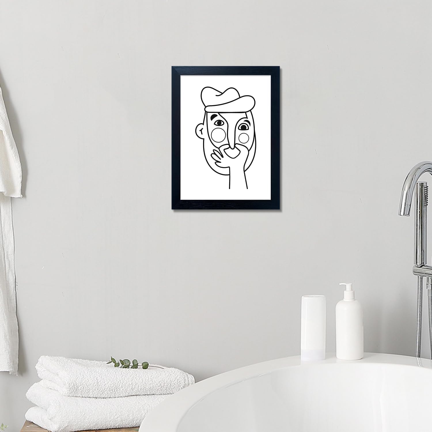 Skiennix Funny Bathroom Wall Art - Modern Minimalist Canvas Print | Hilarious Black & White Decor