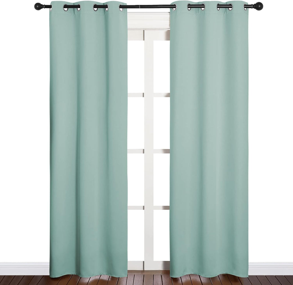 NICETOWN Thermal Blackout Window Curtain Panels - Insulated Grommet Draperies, Aqua, 34x84 Inches (One Pair)