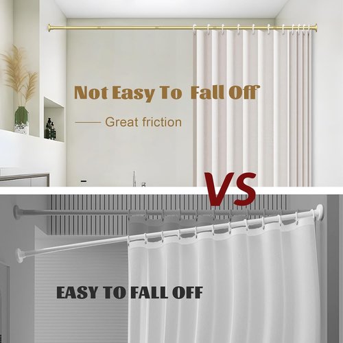 GXOACKJ Gold Shower Curtain Rod - Adjustable 31-80 Inch Spring Tension, No Drilling, Rust-Resistant Stainless Steel