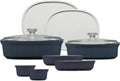 CorningWare 10-Piece Ceramic Bakeware Set - Chip & Crack Resistant | Microwave, Oven, Dishwasher Safe, French Navy