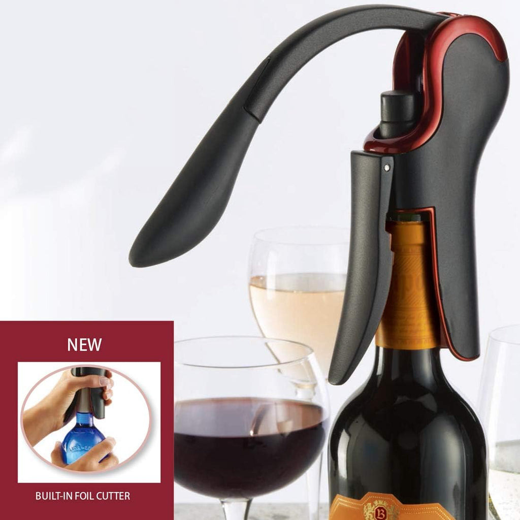 Wine Opener Compact Vertical Corkscrew Wine Bottle Opener with Built-in Foil Cutter