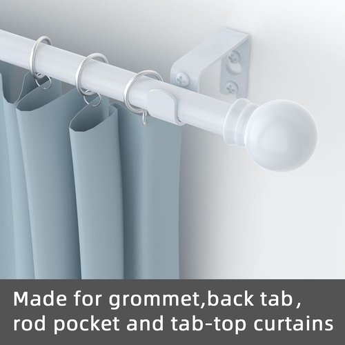 GXOACKJ Heavy-Duty Metal Curtain Rods - 2 Pack White, Adjustable 32-62 Inch with Brackets