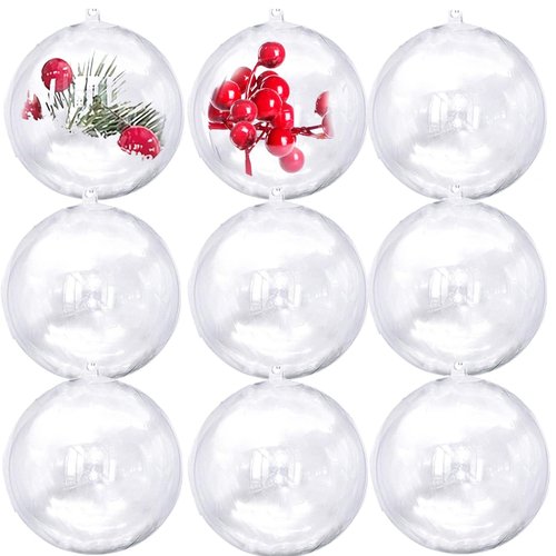 80mm/3.15inch=10Set 20pcs Large Clear Ball Ornaments, Big Fillable Christmas Balls Shatterproof Ornament Baubles for DIY Crafts Christmas Wedding Party Decor (10)