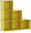 AWTATOS Cube Storage Organizer - 6 DIY Stackable Closet Organizers for Bedroom | Yellow Plastic Shelving
