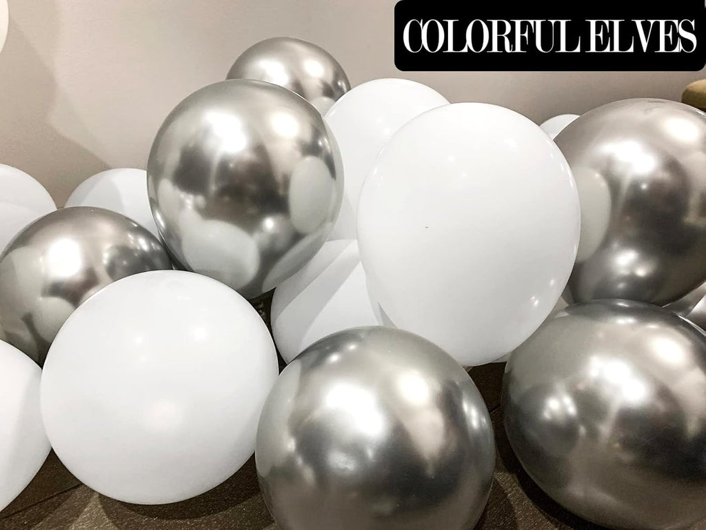 Skiennix 5-Inch Metallic Silver Balloons - Shiny Chrome Mini Balloons for Party Decorations | 100 Pack