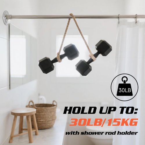 BRIOFOX Shower Curtain Rod Holder Work with All Shower Rod Ends 2.5 inches or Less, Tension Curtain Rod Bracket No Drilling, Adhesive Shower Rod Holder for Almost All Size Rod Heads
