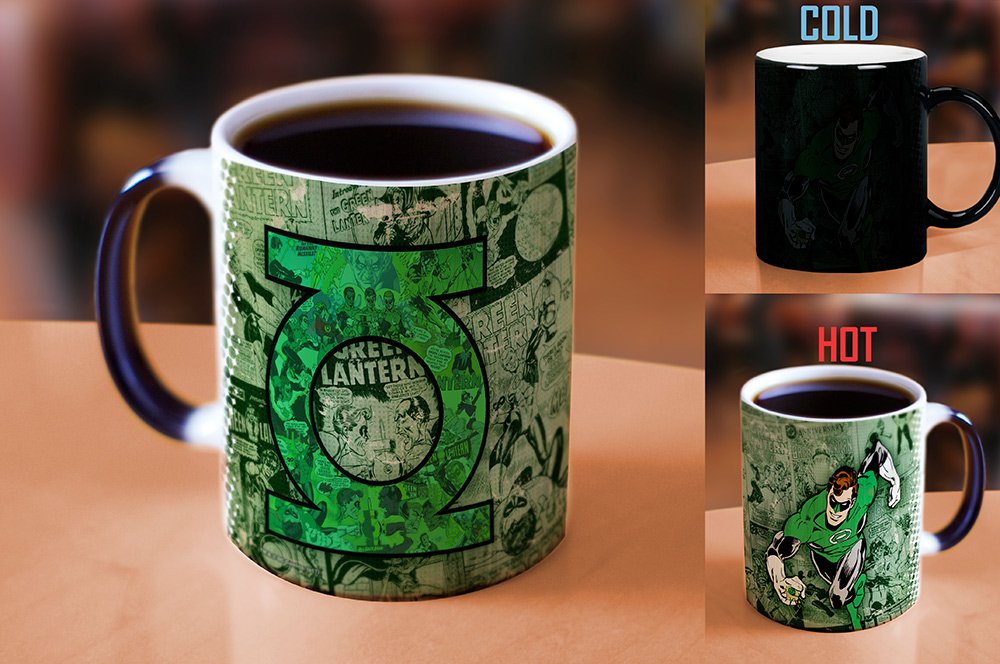 Morphing Mugs DC Comics - Green Lantern - Retro Logo - One 11 oz Color Changing Heat Sensitive Ceramic Mug – Image Revealed When HOT Liquid Is Added! MMUG626