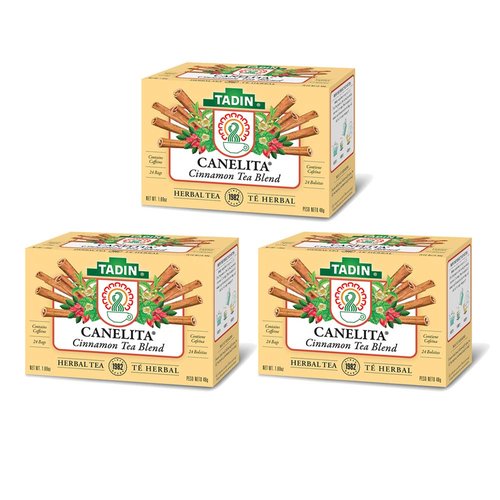 Tadin Canelita Cinnamon Tea Blend. Contains Caffeine. 24 Tea Bags. 1.52 oz. Pack of 3
