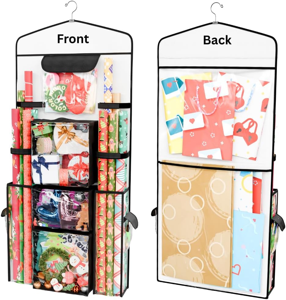 ProPik Gift Wrap Organizer - Double-Sided Storage for Wrapping Paper & Accessories | 40”x17” (Black)