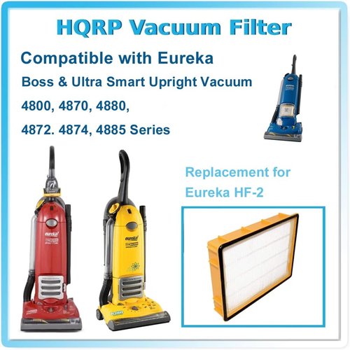 HQRP 2-Pack HEPA Filter compatible with Eureka HF-2 Boss SmartVac 4870 series 4870HZ 4870MZ 4870MZX 4870PZ 4870GZX 4870HZX 4870T 4870SZ 4870SZX Upright Vacuum Cleaners