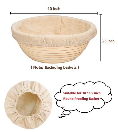 KOACKL Bread Proofing Basket Cloth Liners, 3 Pcs 10 inch Round Bread Proofing Cover, Reusable Sourdough Bread Baking Supplies-Proofing Linen Cloth for Fermented