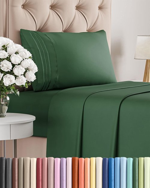 Comfy Twin Size 3-Piece Sheet Set by [Brand Name] | Breathable Cooling Bed Sheets - Luxury Hotel Quality - Deep Pockets, Soft & Wrinkle-Free - Emerald Green
