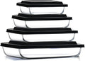 Nestl 8pc Glass Baking Dishes Set - Leakproof Casserole Containers with Lids | Oven & Microwave Safe, 9x13 Black