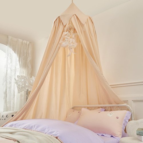 THREENTDAY Bed Canopy for Kids, Girls Bed Curtain Bed Room Decor Hanging House Castle Reading Nook Dreamy Canopy(Light Yellow)