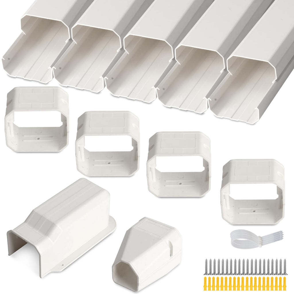 SUREPHON 3" 7.5Ft Mini Split Line Set Cover,Plastic Line Kit for Outside Units, Mini Split Air Conditioner, Central AC and Heat Pump