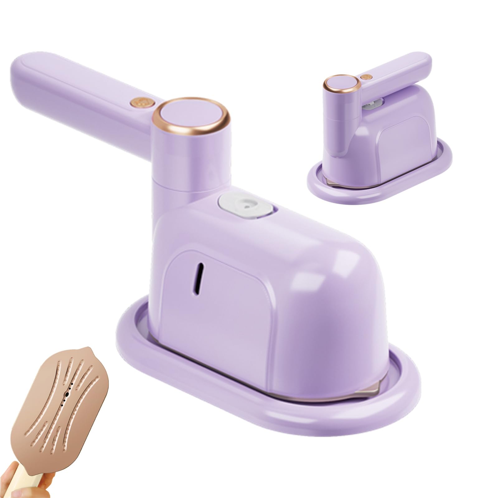 Travel Steamer Iron, 1000W Portable Mini Steam Iron, 100ml Foldable Wet Dry Dual-Purpose Hanging Ironing Machine, Essential Steamer for Home, Travel & University Dormitory (Purple)