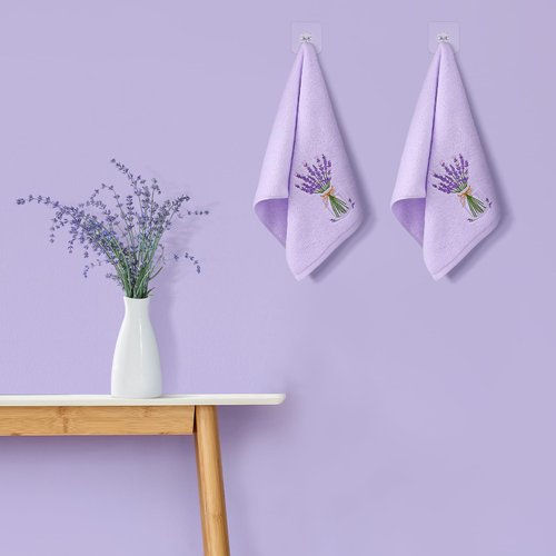 SmoothNovelty 2 Pcs Lavender Hand Towels Purple Bathroom Decor 14x29 Inch Embroidered 100% Cotton Soft Absorbent Spring Summer Decorative Hand Towels for Bathroom Kitchen