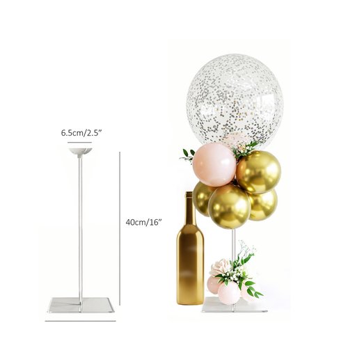 lightsfever Reusable Acrylic Balloon Stand Kit – Heavy Duty Tabletop Display with Sticks and Base, Ballon Stands for Centerpieces, Centerpiece Table Decorations for Parties (6 Pack 16 inch)