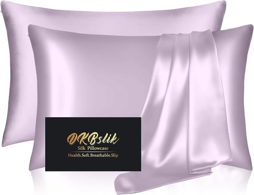 Mulberry Silk Pillowcases by Skiennix - Anti-Acne & Smooth Beauty Sleep | Standard Set of 2, Lavender