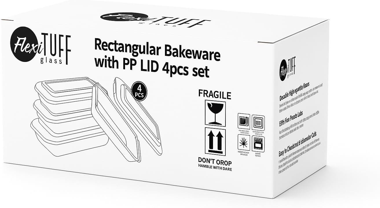 Regine Switzerland 8-Piece Rectangular Bakeware Set - BPA-Free, Leakproof, Microwave & Dishwasher Safe | Clear Containers with Lids